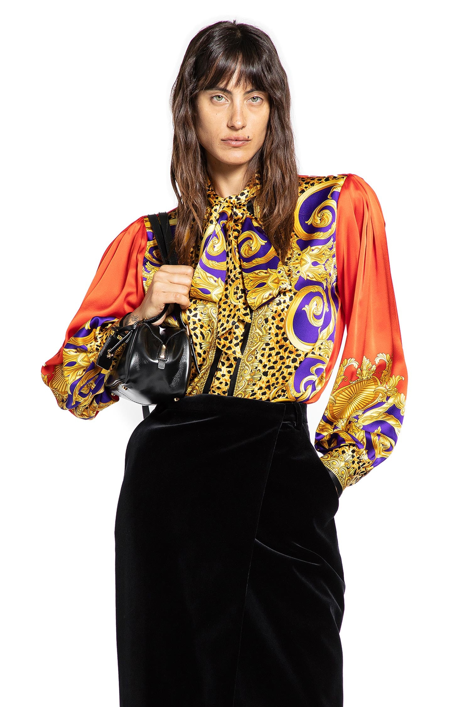Cheetah Barocco Silk Lavallière Shirt - 8