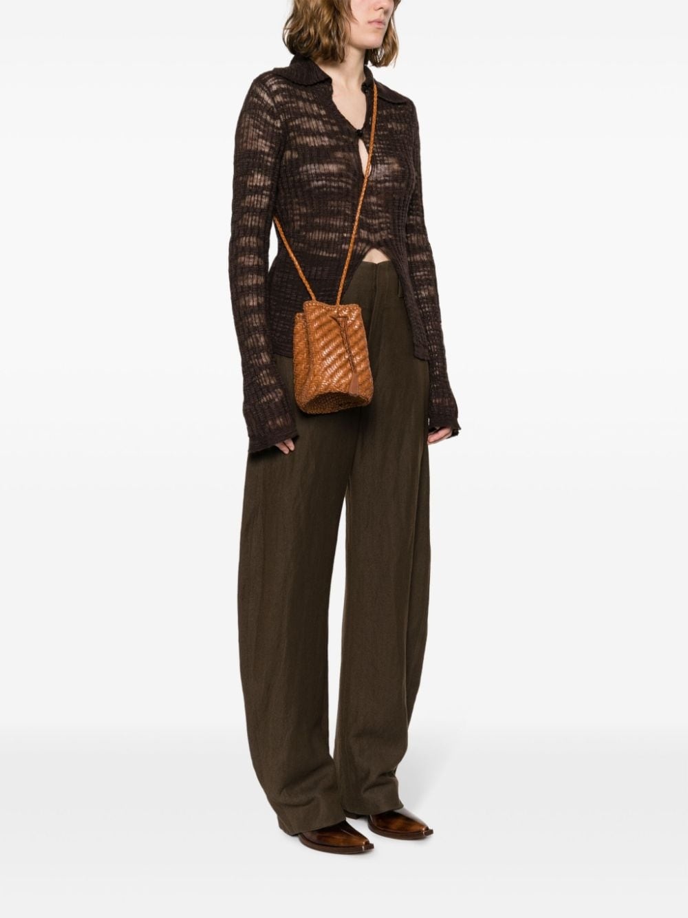 Pompom Double Jump woven bucket bag - 3