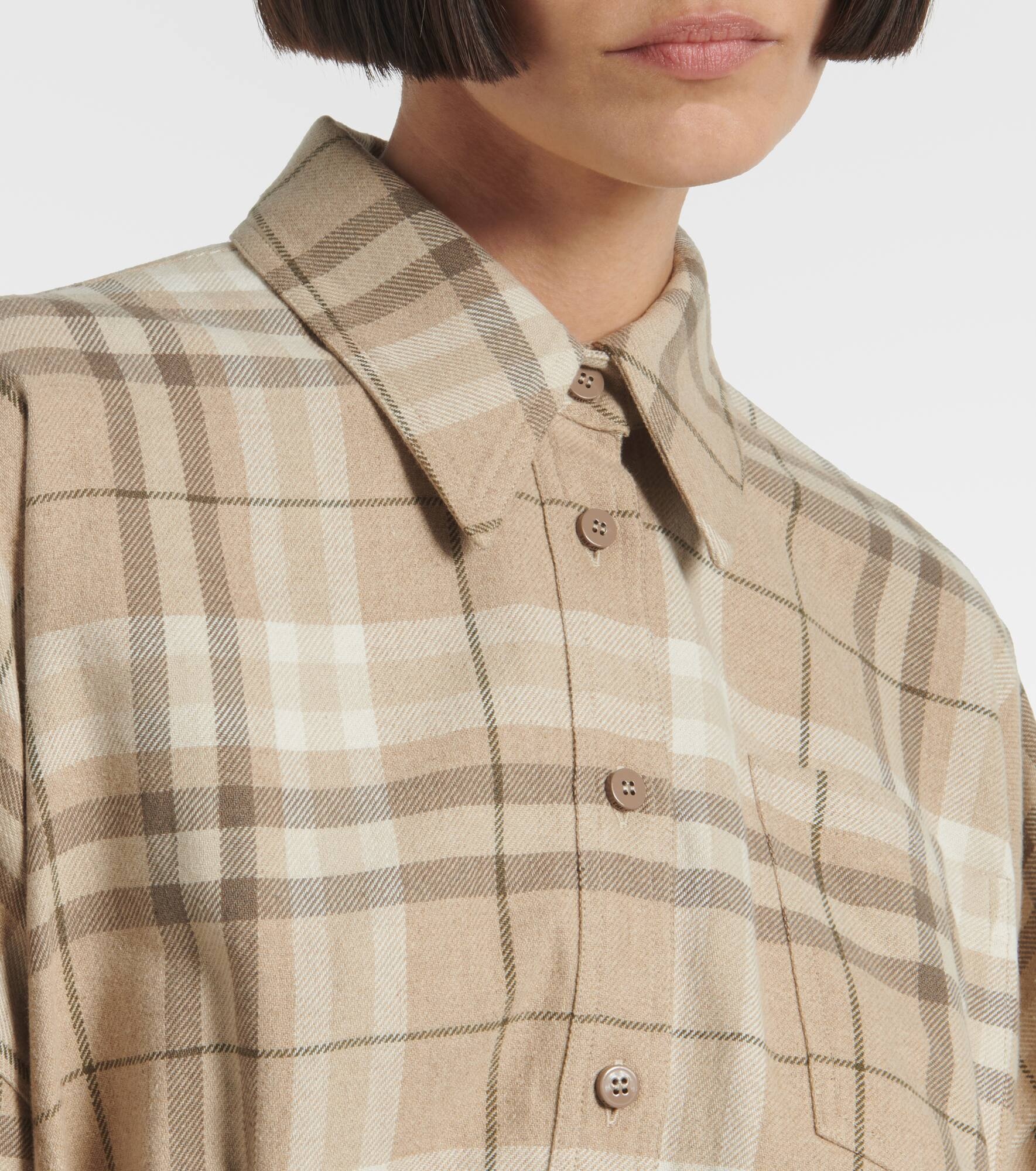 Checked cotton-blend shirt dress - 4