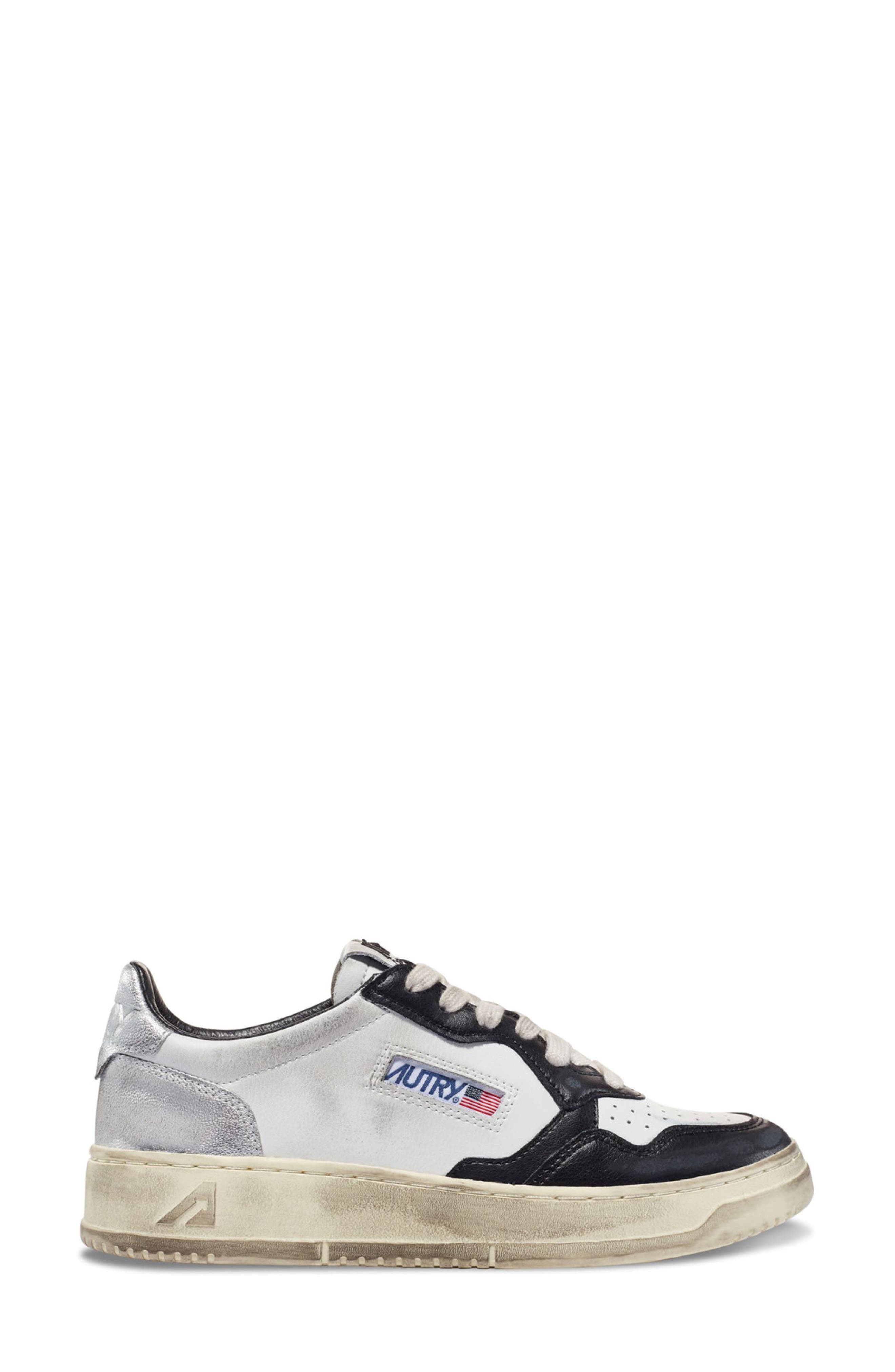 AUTRY Super Low Sneaker in White Black Silver at Nordstrom - 2