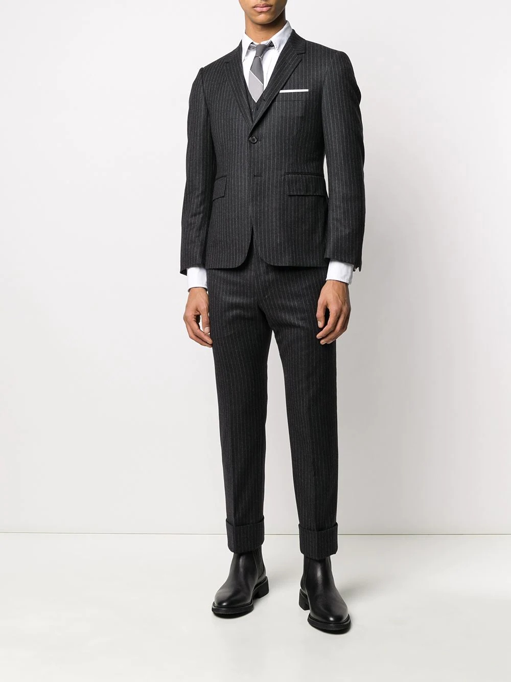 narrow chalk-stripe flannel suit - 2