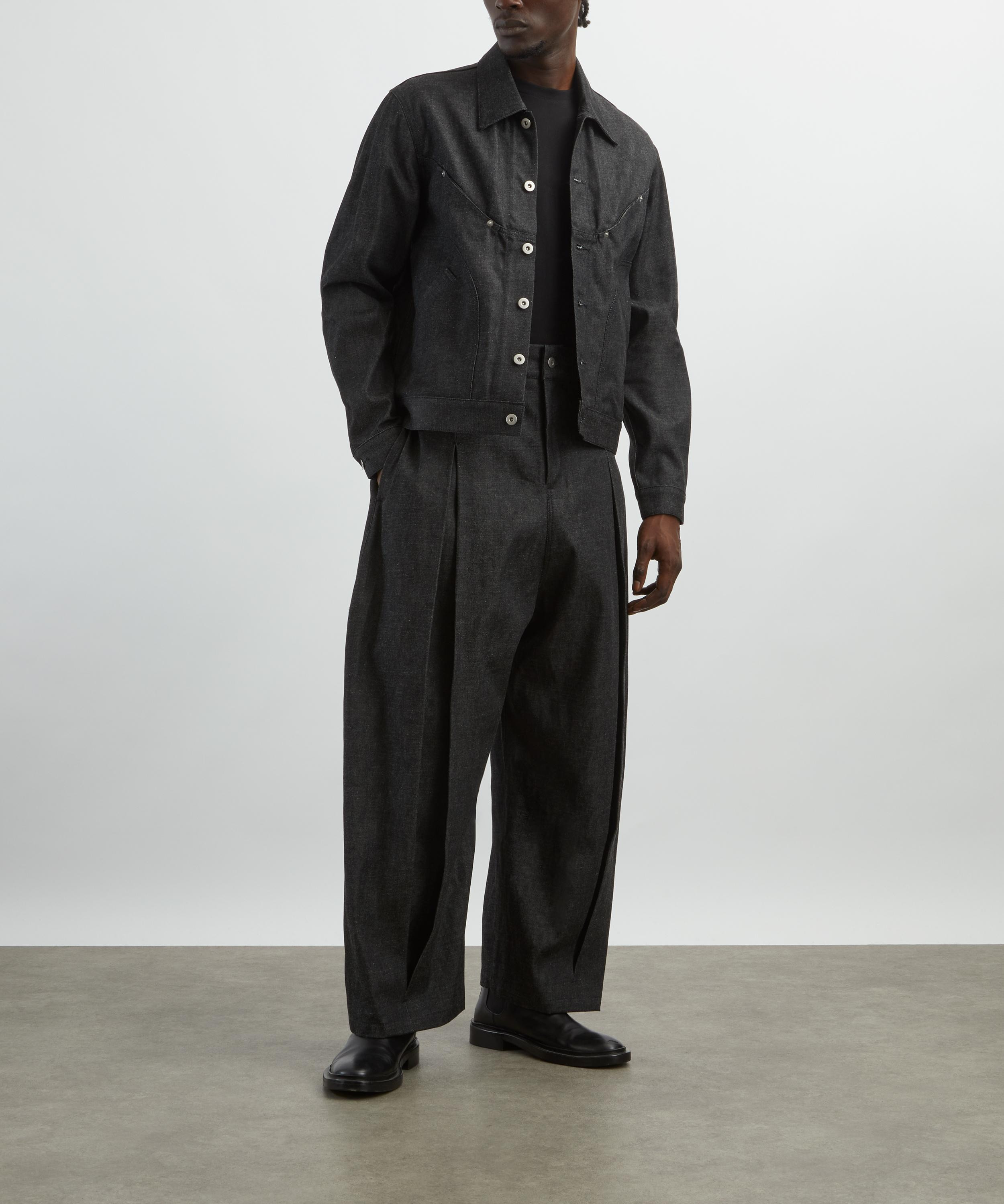 Box Pleat Denim Trousers - 2