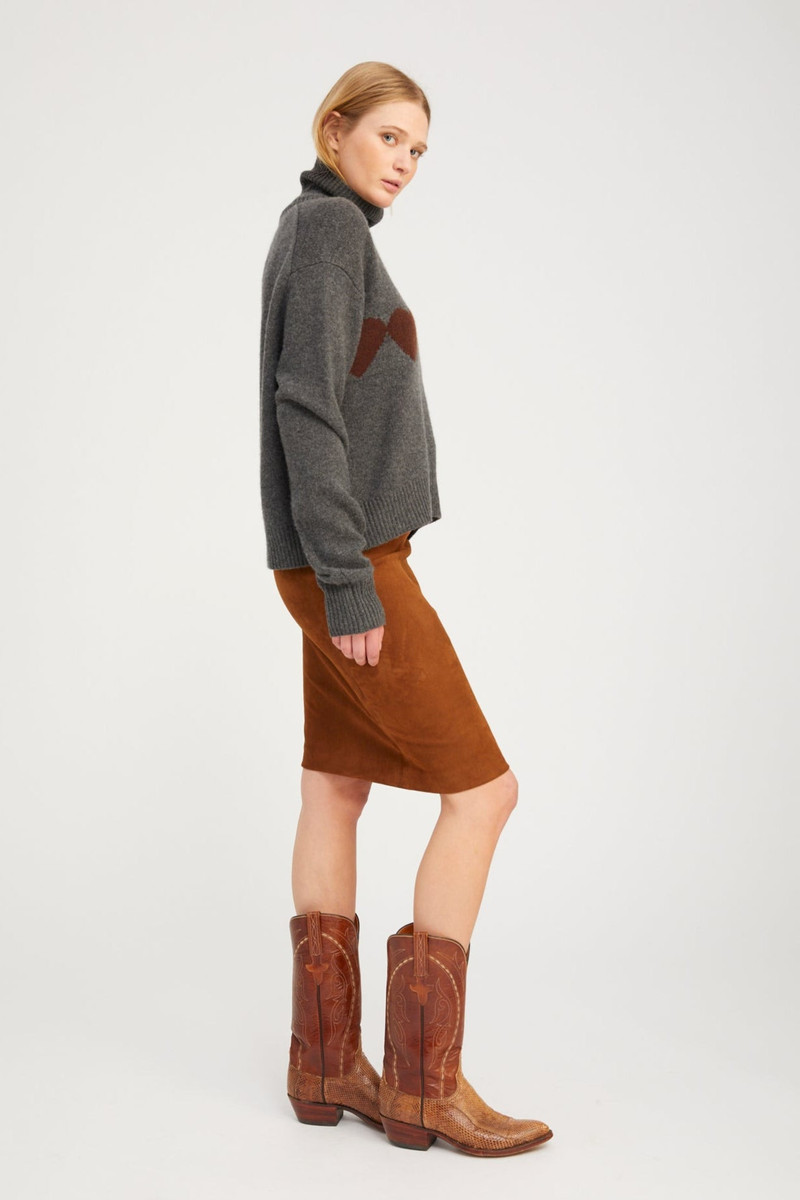 GREY CASHMERE HEART TURTLENECK SWEATER 3