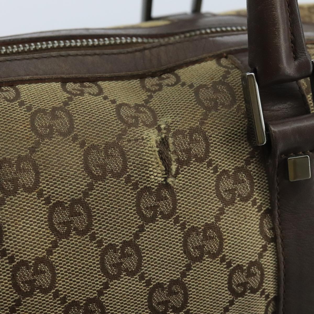GUCCI GG Canvas Hand Bag Beige Brown Silver 000 000 - 7