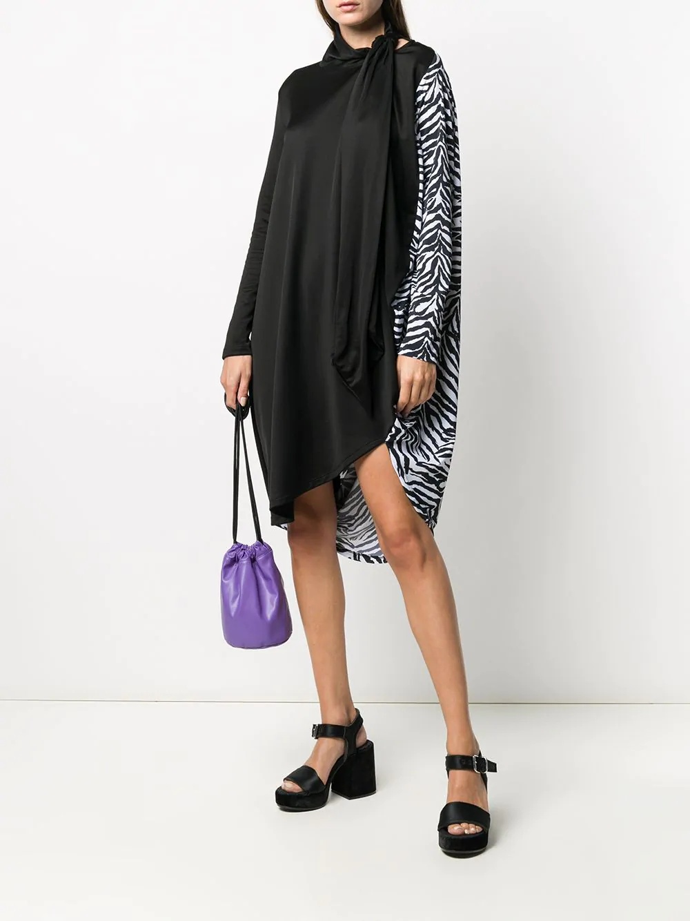 zebra-print panelled dress - 2