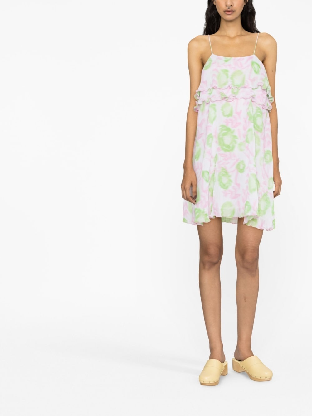 ruffled-trim graphic-print dress - 2