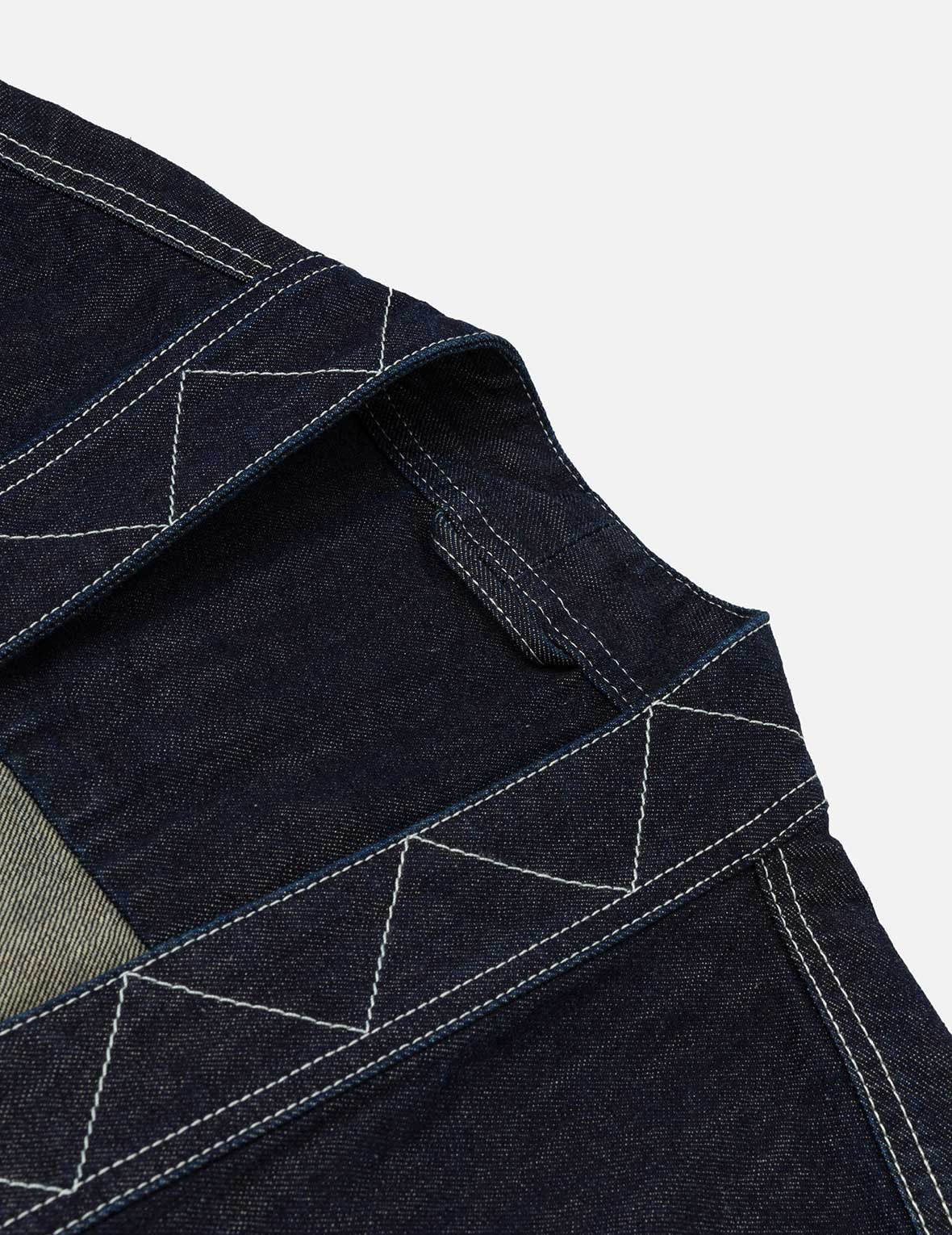 Multi-Pocket with Brocade Patch Relax Fit Denim Kimono - 10