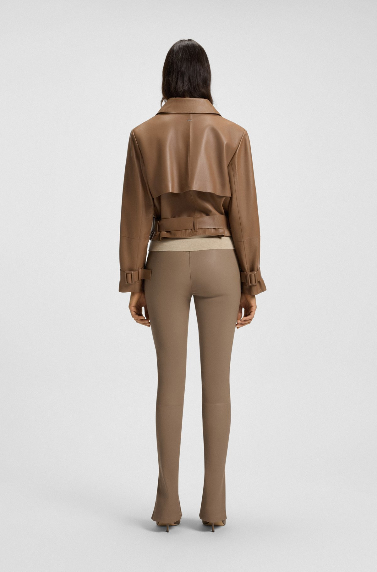 TRENCH-STYLE LEATHER JACKET WITH TIE-UP BELT - 4