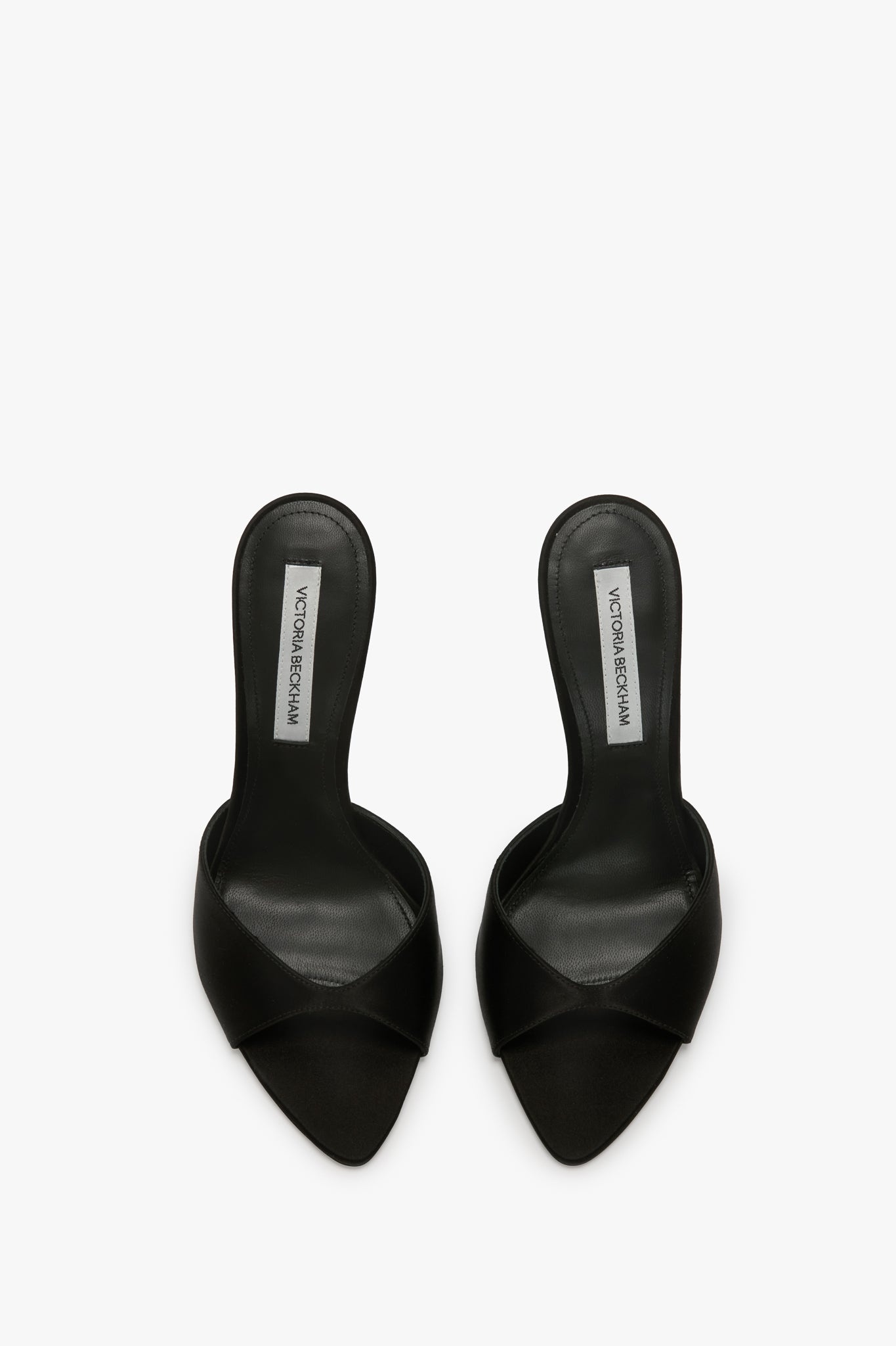 Harlow Open Toe Mule In Black Satin - 4