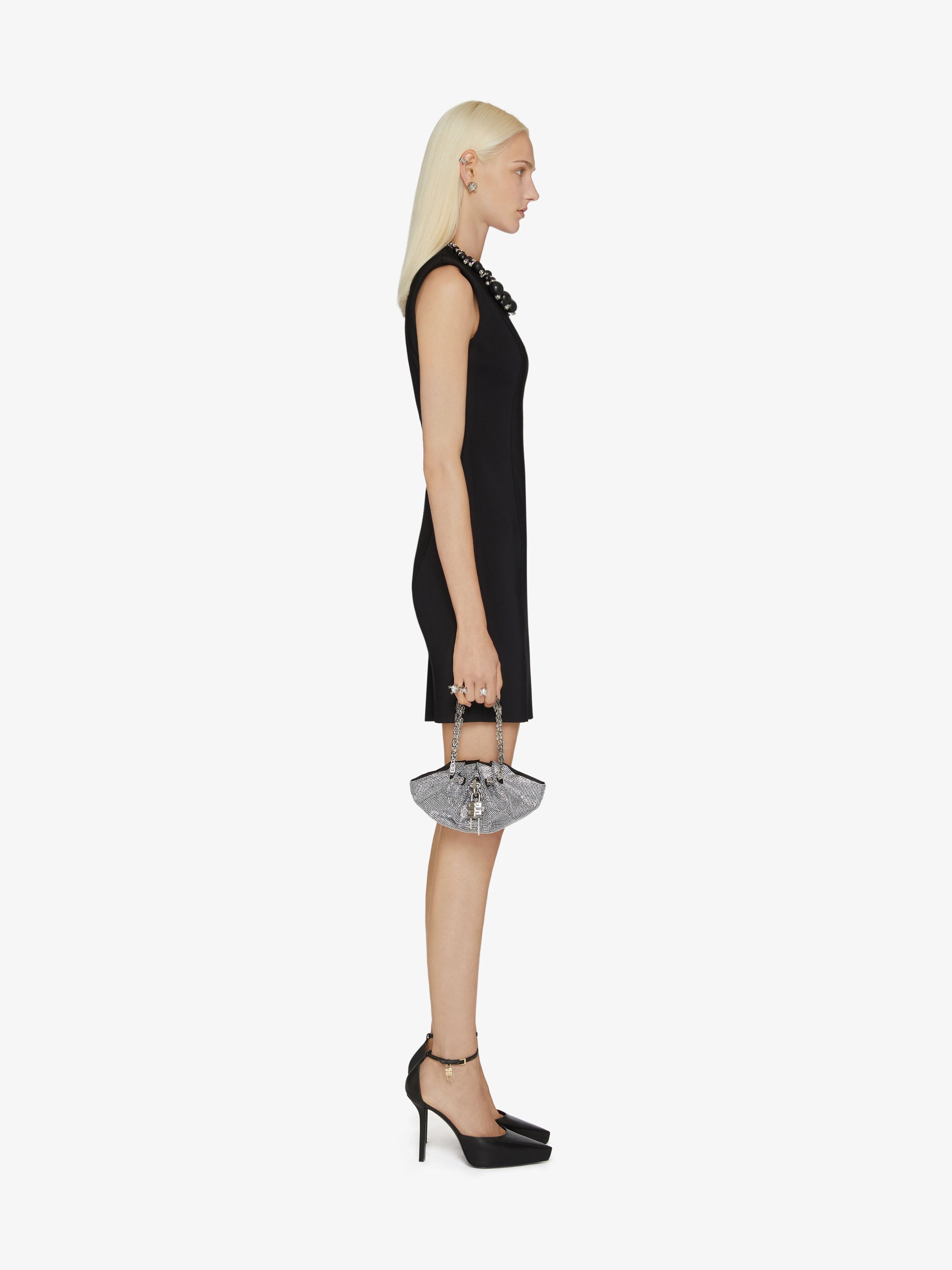 MINI DRESS IN VISCOSE WITH PEARL EMBROIDERY - 3