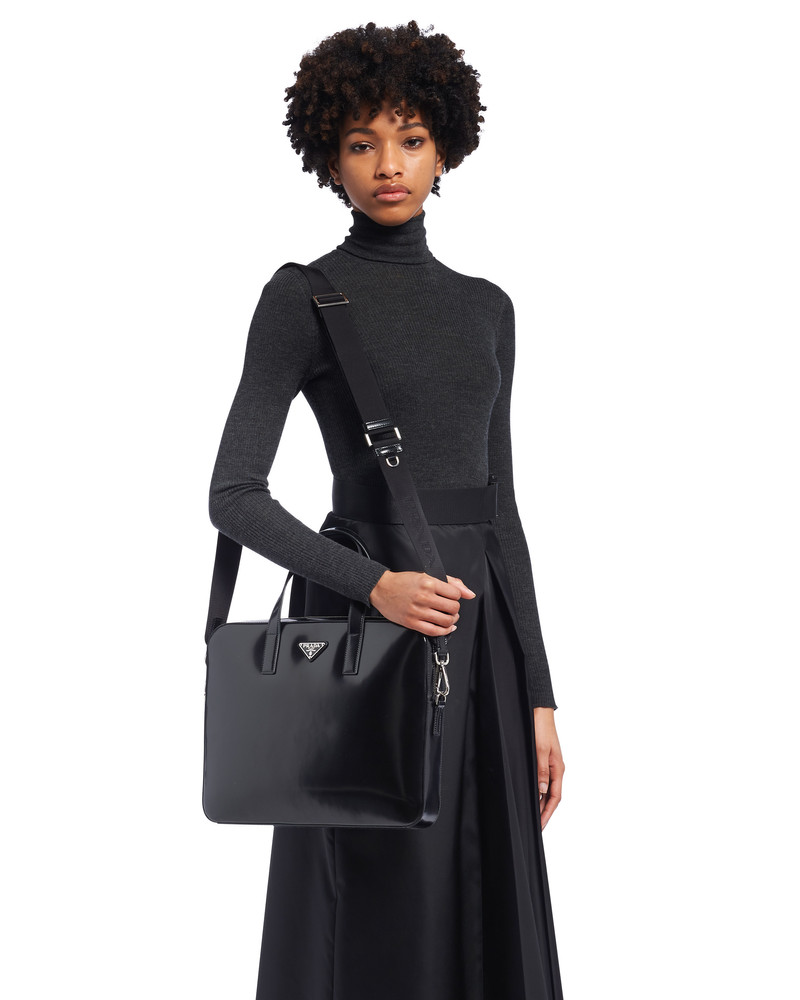 Prada Brushed leather briefcase outlook