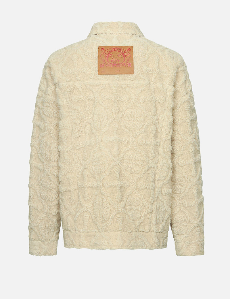 EVISU Allover Kamon Jacquard Loose Fit Sherpa Jacket outlook