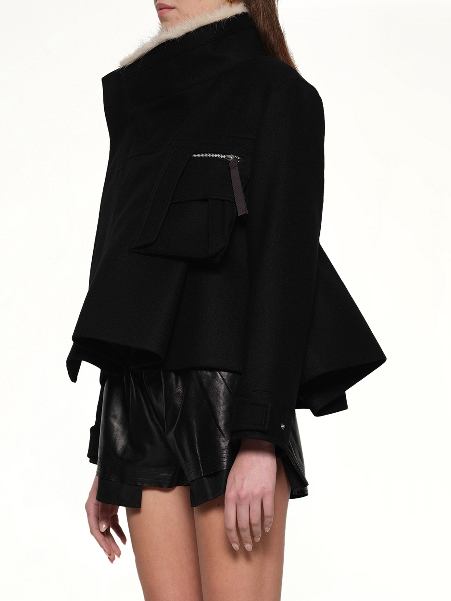 Wool Melton Blouson in Black - 3