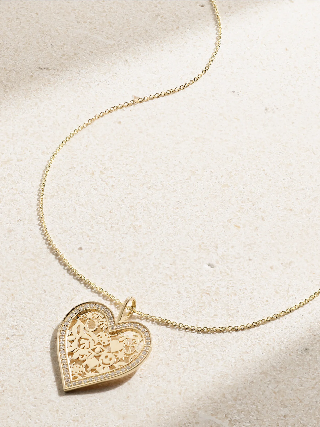 Icon Wallpaper Heart 14-karat Gold Diamond Necklace - 1