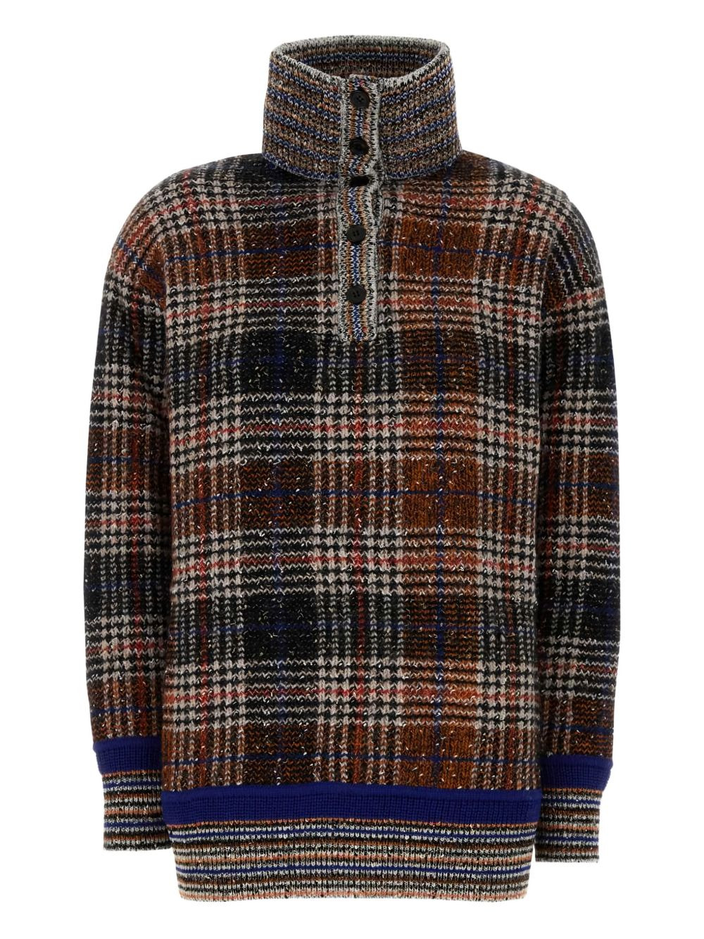 plaid high-neck sweater - 1