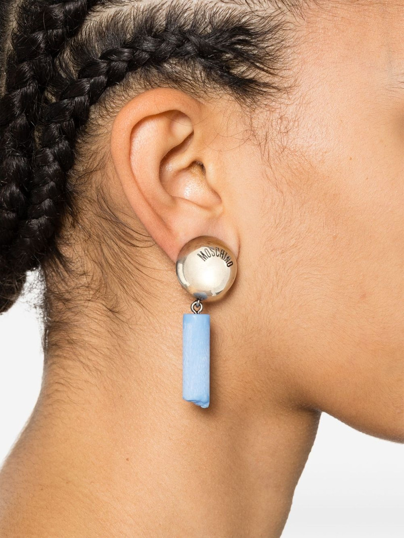 Moschino logo-engraved clip-on earrings outlook