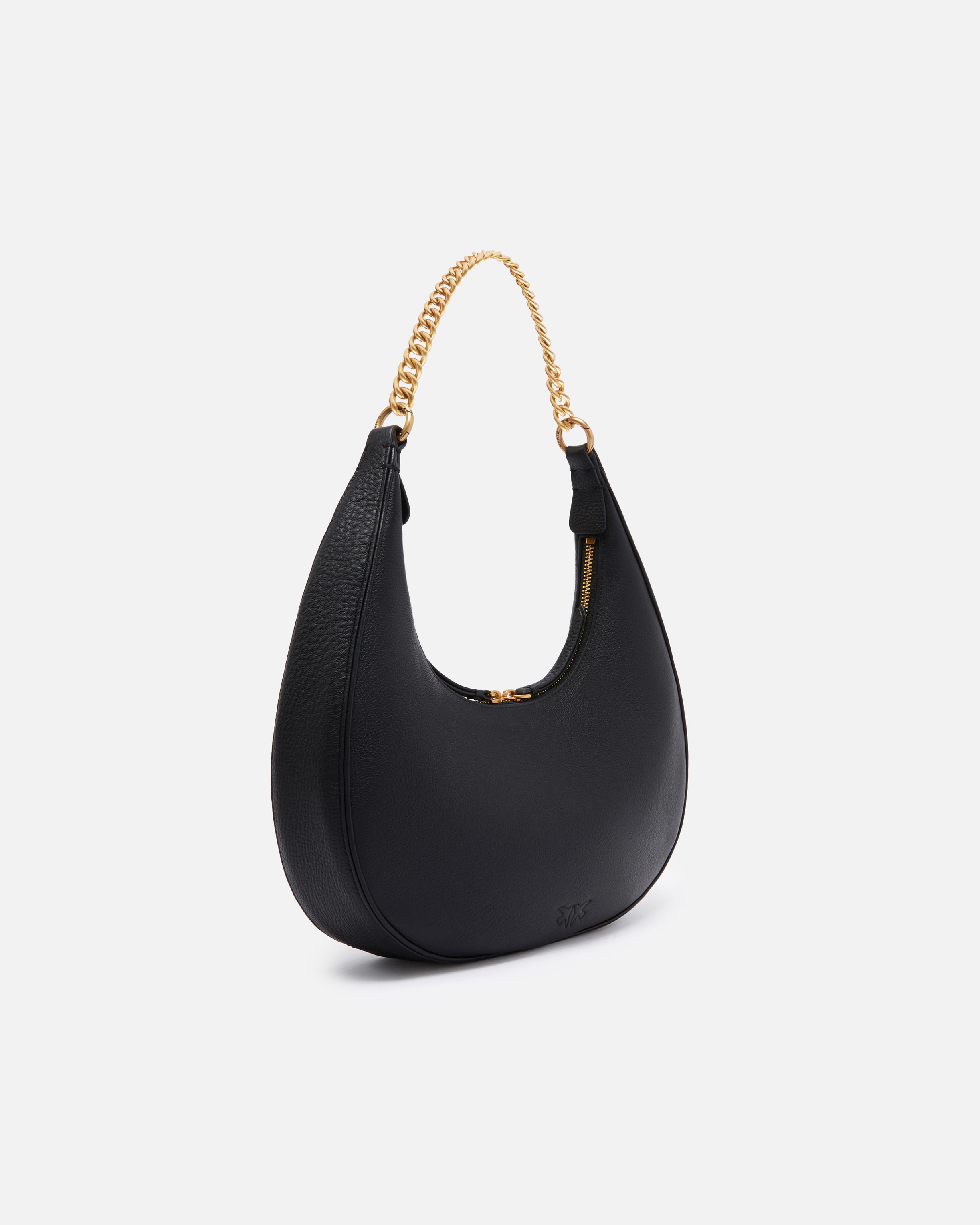 LARGE TUMBLED LEATHER SHOULDER BAG WITH CHAIN - 2