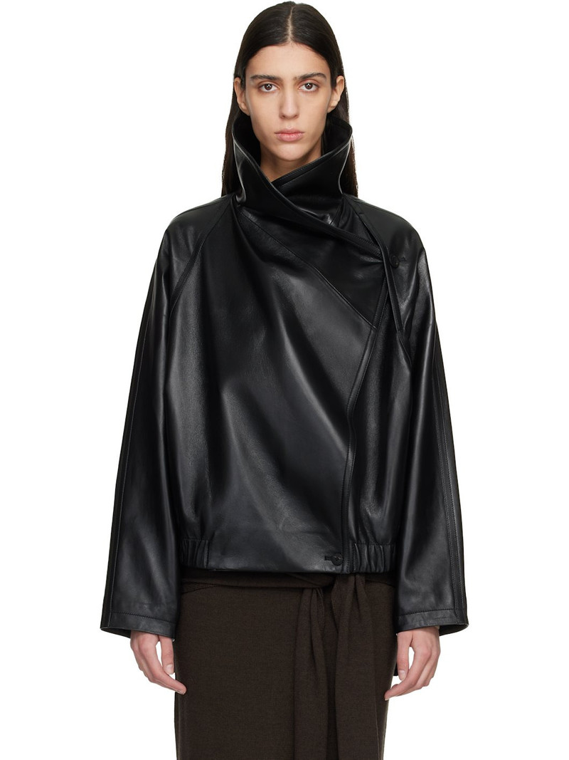 Black Sculptured Leather Jacket 1