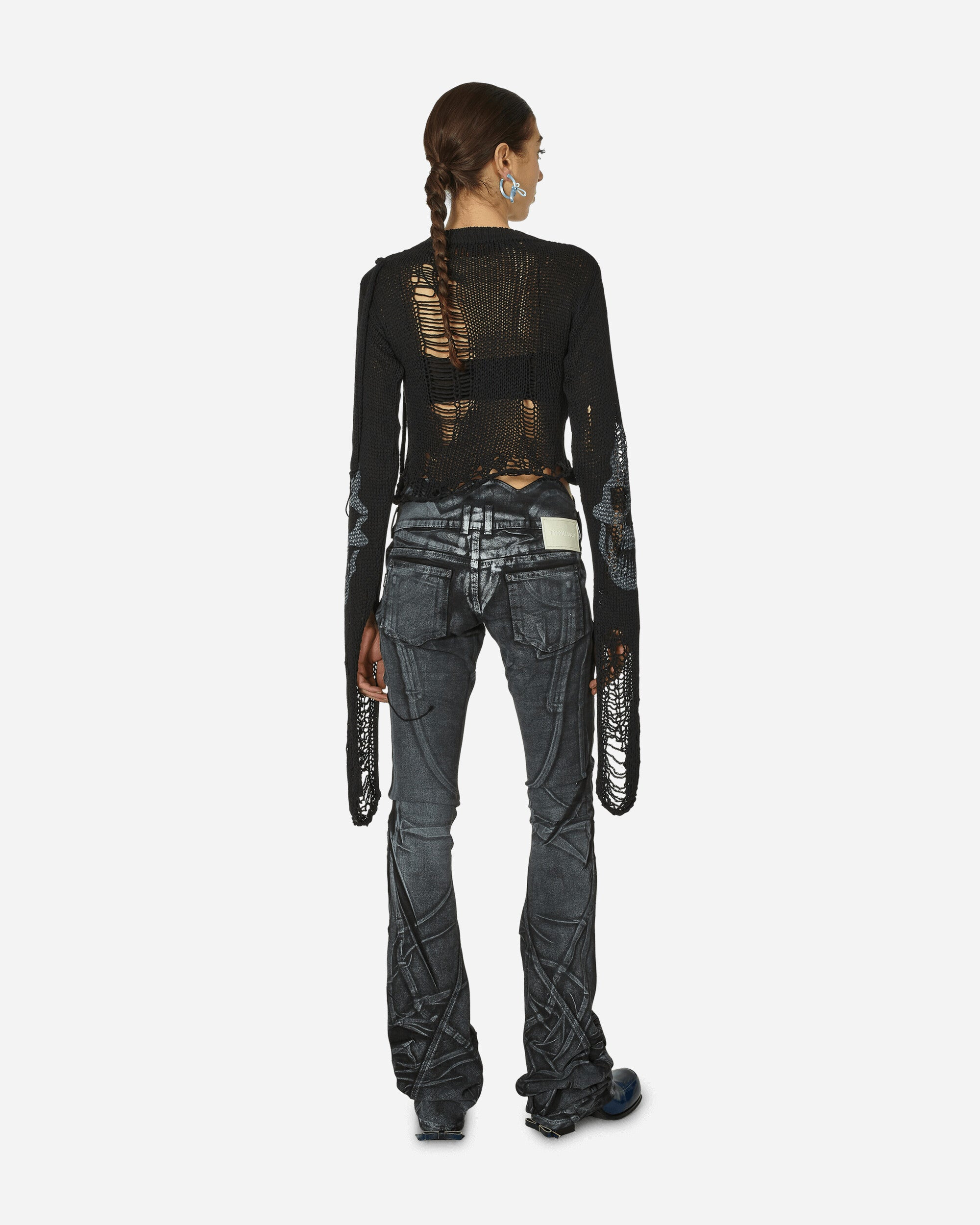 Distressed Knit Longsleeve Sweater Black - 3
