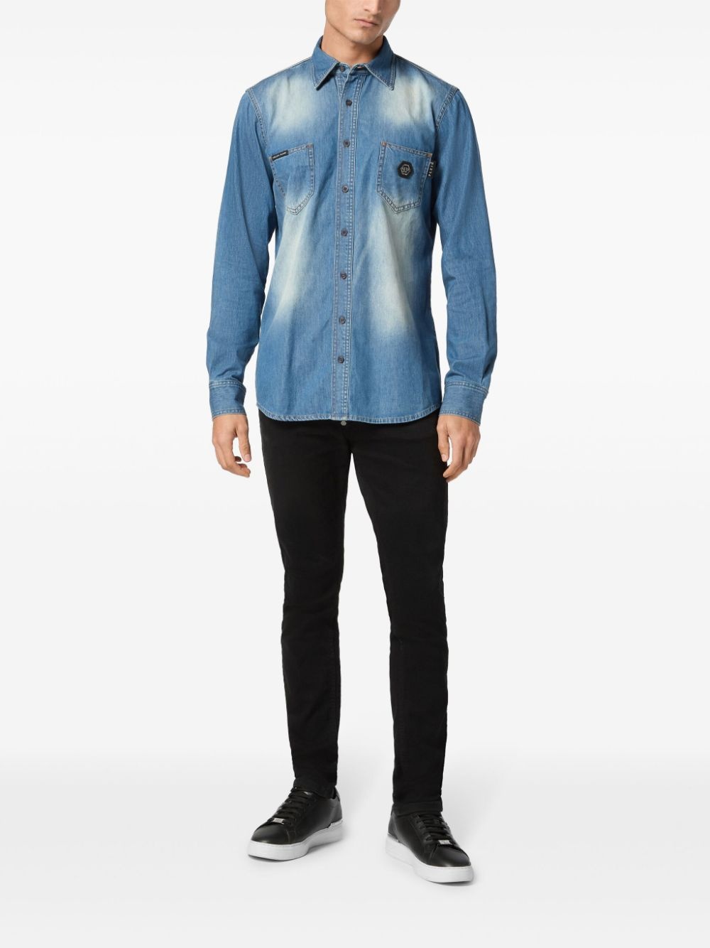 skull-appliqué shirt - 2