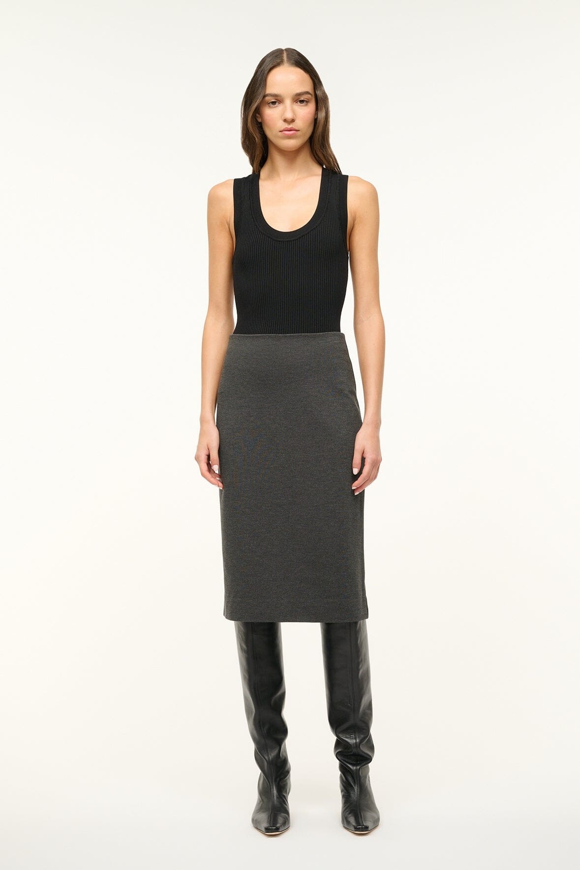 STAUD PASCALE PENCIL SKIRT HEATHER GREY - 2