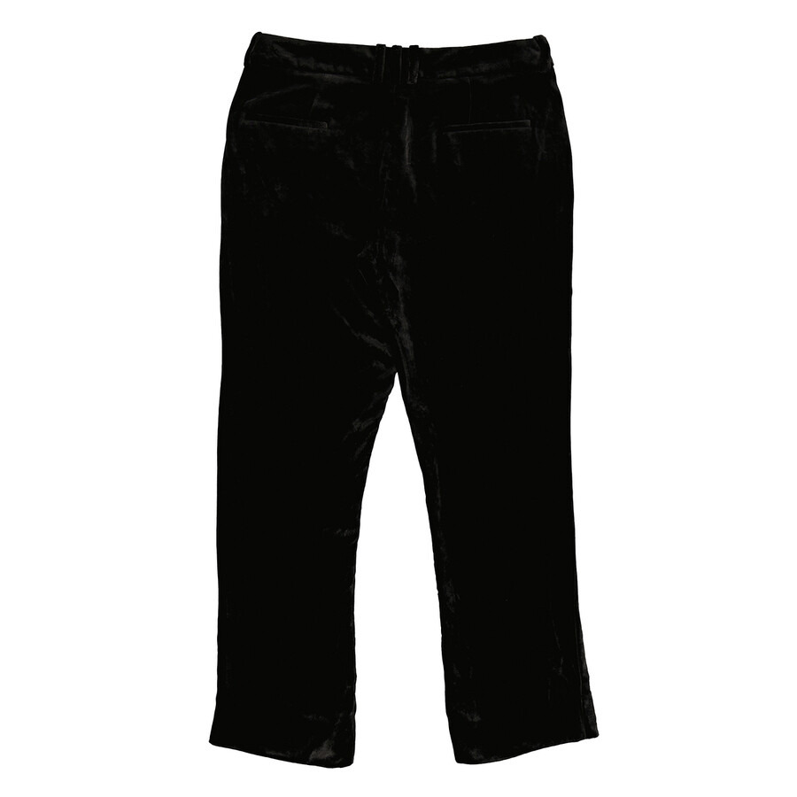Balmain Ladies Noir Flared-Cut Velvet Trousers - 2