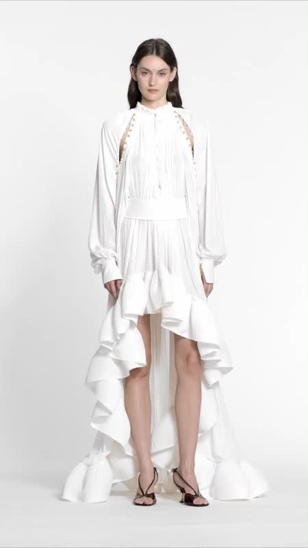 ASYMMETRICAL CHARMEUSE DRESS - 6
