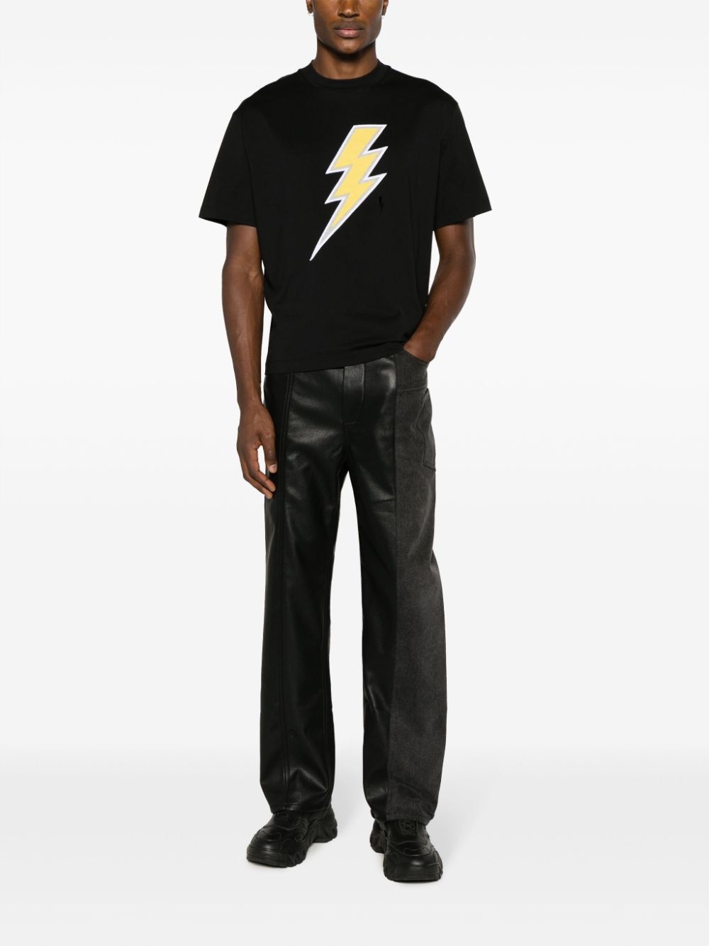 Thunderbolt-patch cotton T-shirt - 2