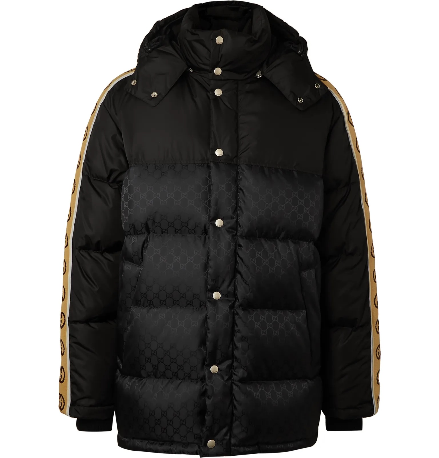 Logo-Jacquard Webbing-Trimmed Quilted Shell Hooded Down Jacket - 1