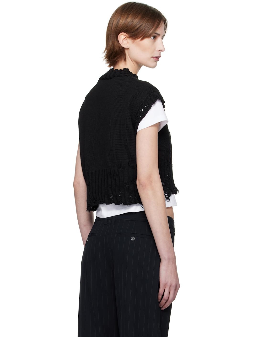 Black Sleeveless Crewneck Sweater - 3