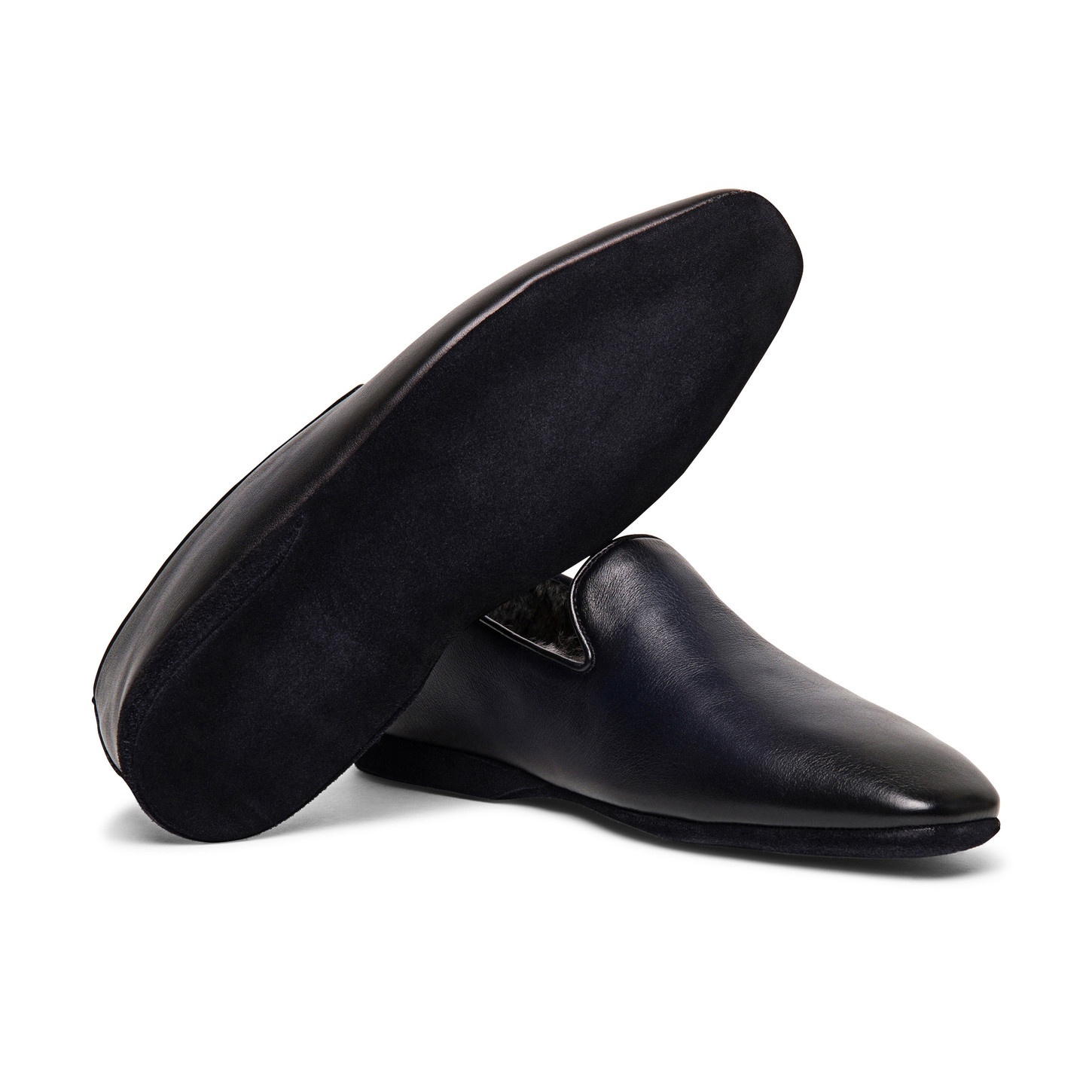 Santoni Men's polished blue leather slipper | REVERSIBLE