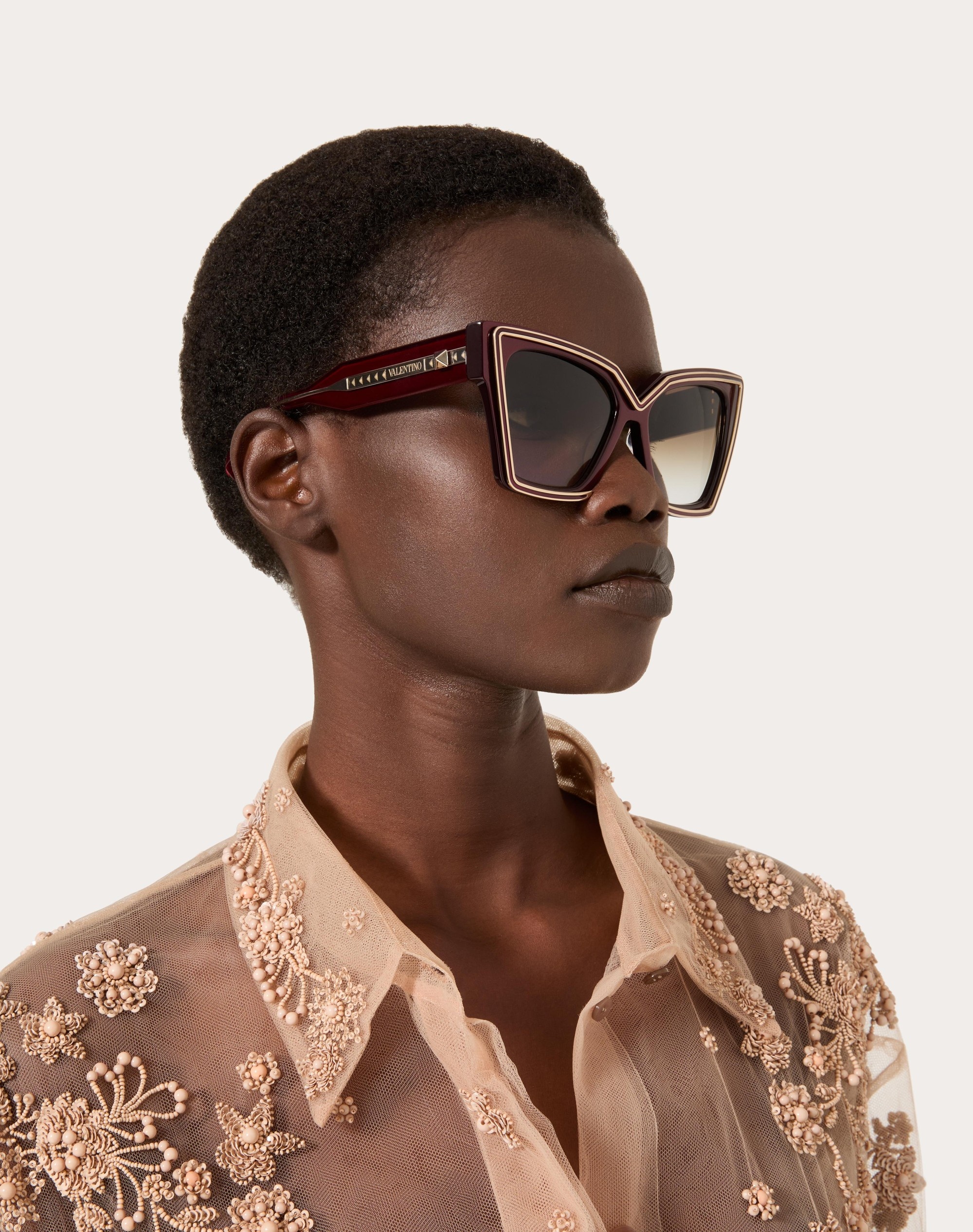 V - GRACE OVERSIZED CATEYE ACETATE  FRAME WITH TITANIUM DETAILS - 5