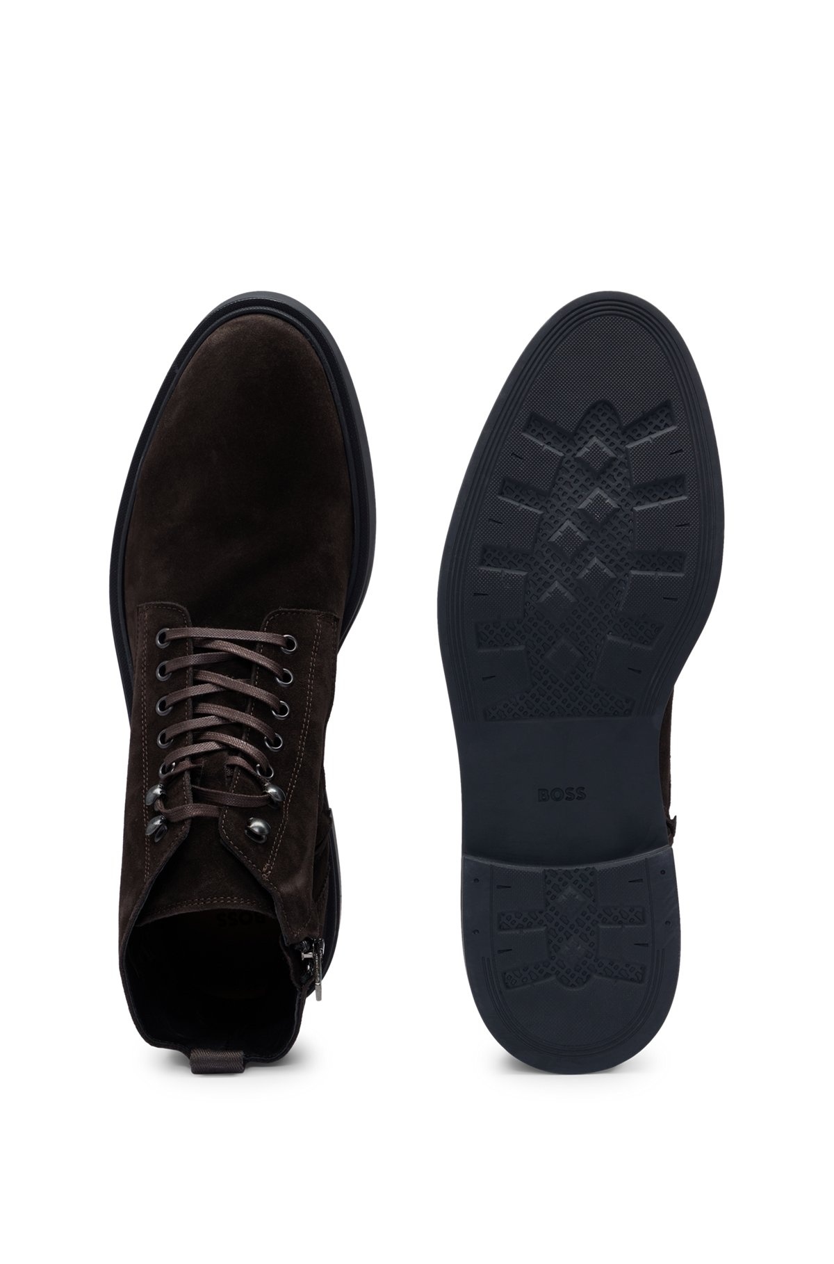 SUEDE HALF BOOTS WITH SIDE ZIP AND SIGNATURE ACCENTS - 4