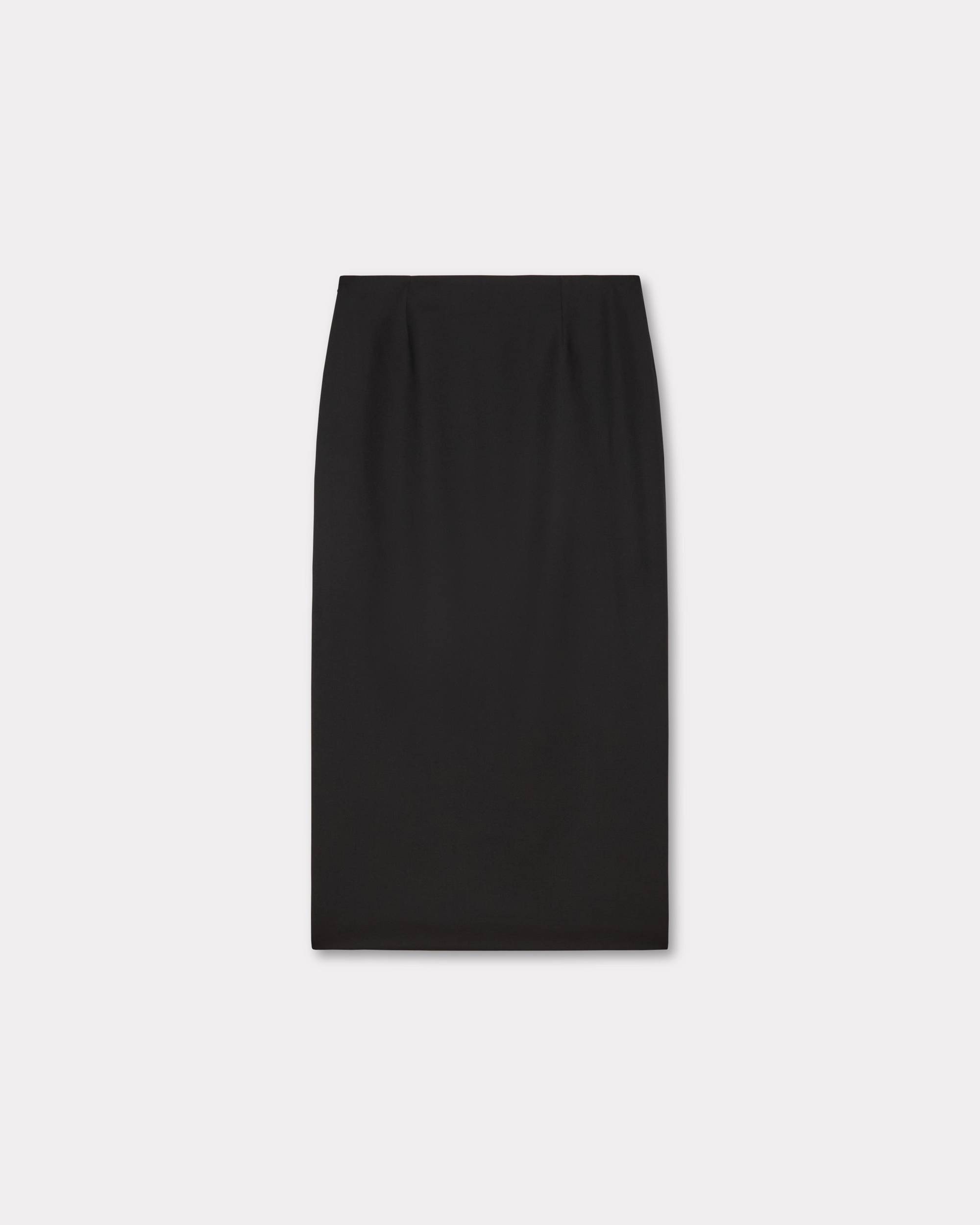 'KENZO Paris Jungle' embroidered long straight skirt in virgin wool - 2