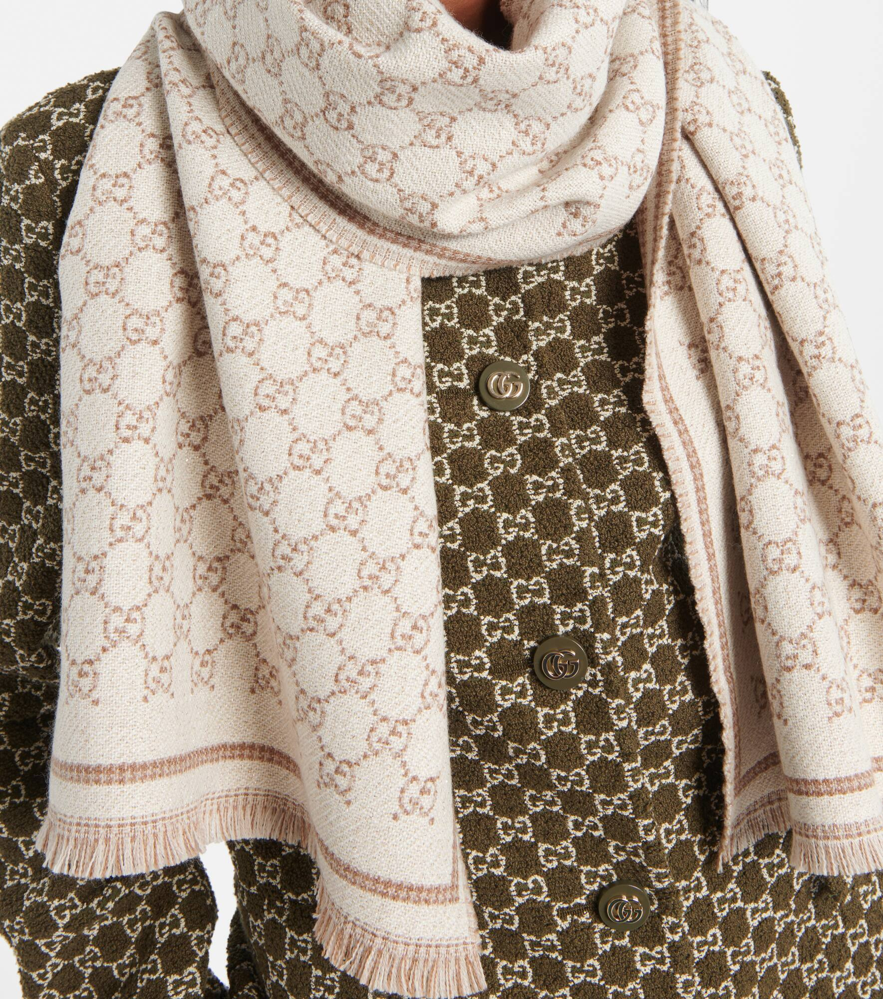GG wool-blend jacquard scarf - 3