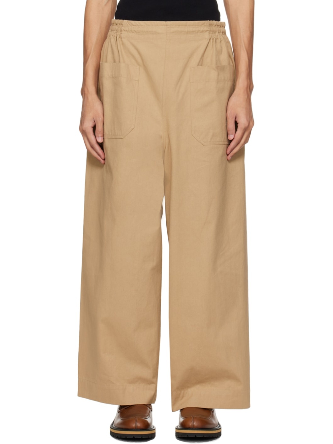 Beige Patch Pocket Trousers - 1