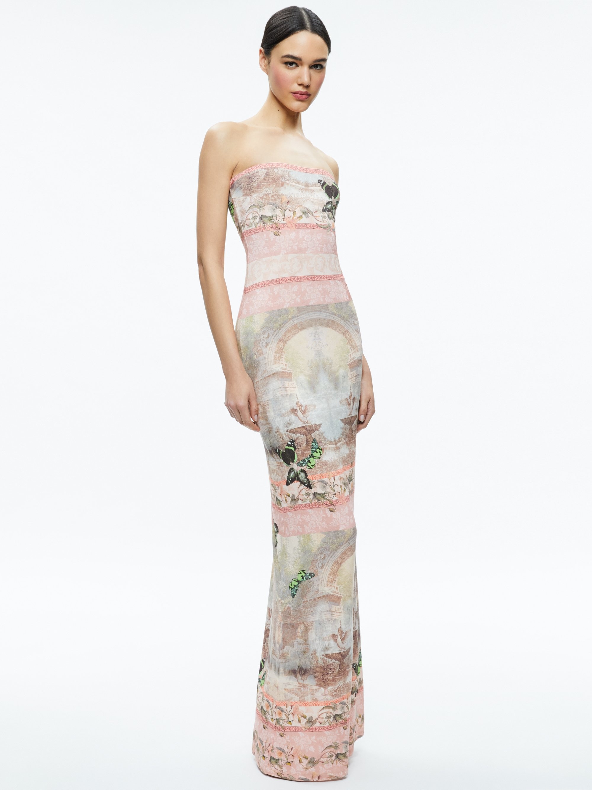 Alice + Olivia DELORA STRAPLESS MAXI DRESS | REVERSIBLE