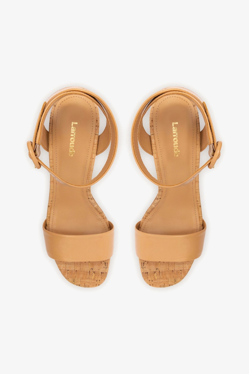 Dolly Sandal In Tan Leather and Natural Cork 5