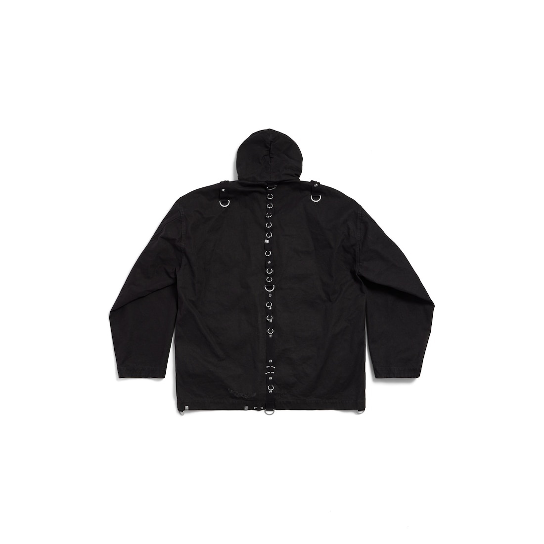 Men's Hooded Studded Zip-up Jacket in Black - 2