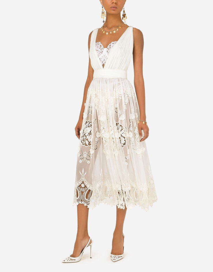 Long chiffon dress with crystal mesh embroidery - 6