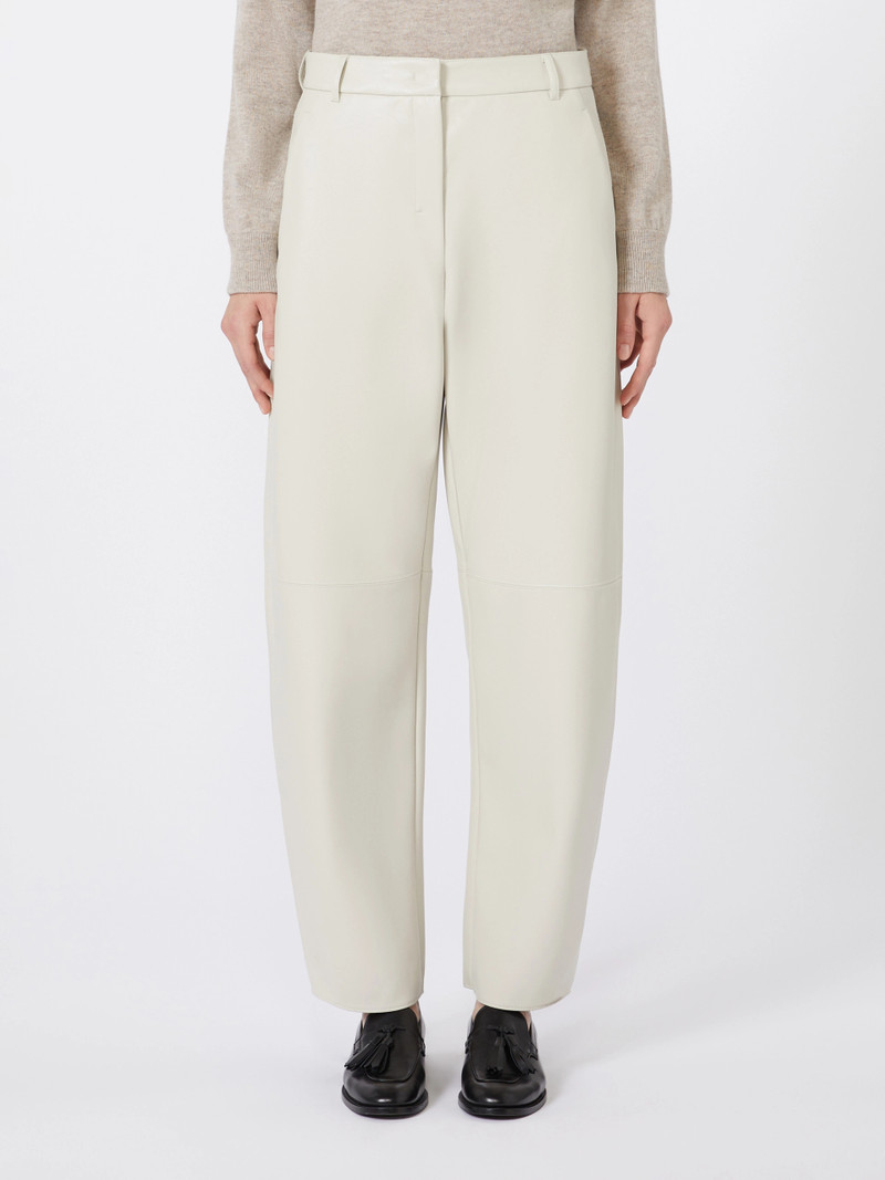 SOSPIRO Coated fabric barrel-leg trousers - SAND 3