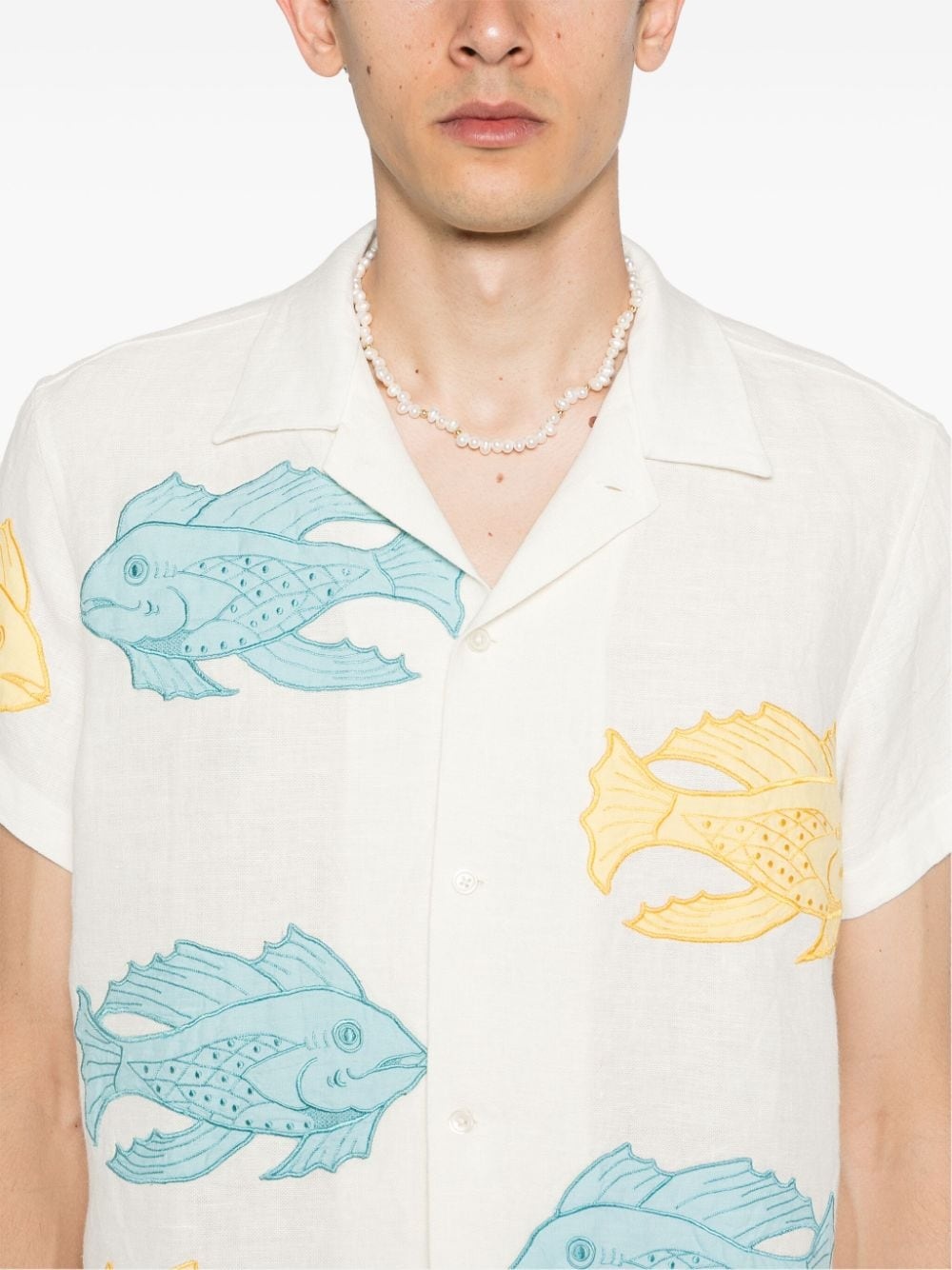 fish-patch linen shirt - 5