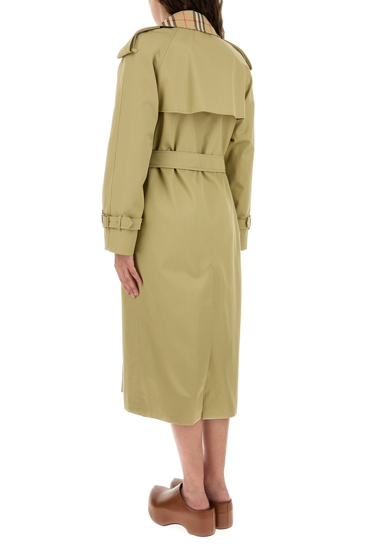 Sage green gabardine trench coat - 4