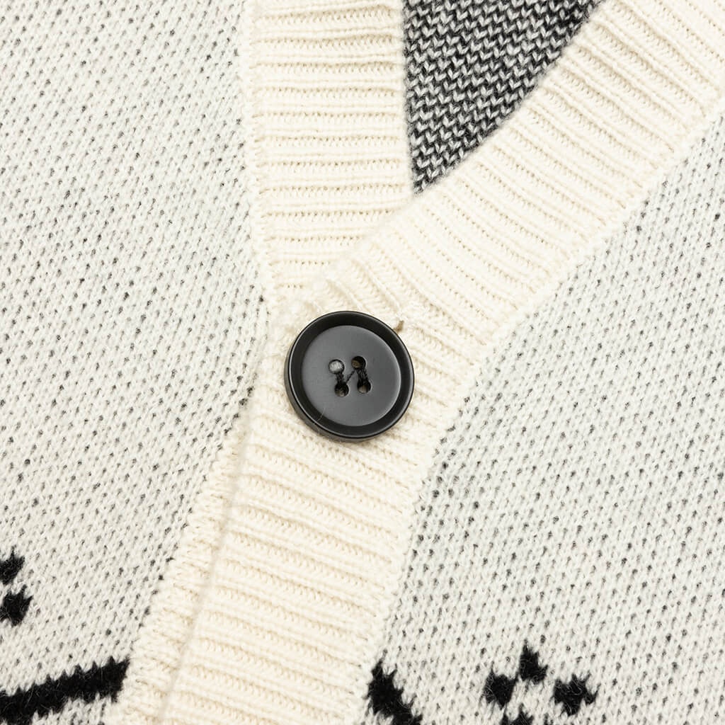RHUDE BANDANA STRIPE CARDIGAN - CREME/BLACK - 3