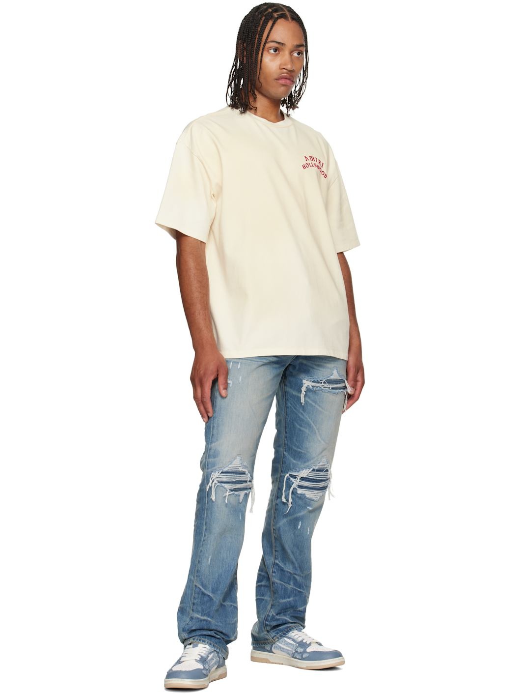 Blue & White Bandana Skel Top Low Sneakers - 5