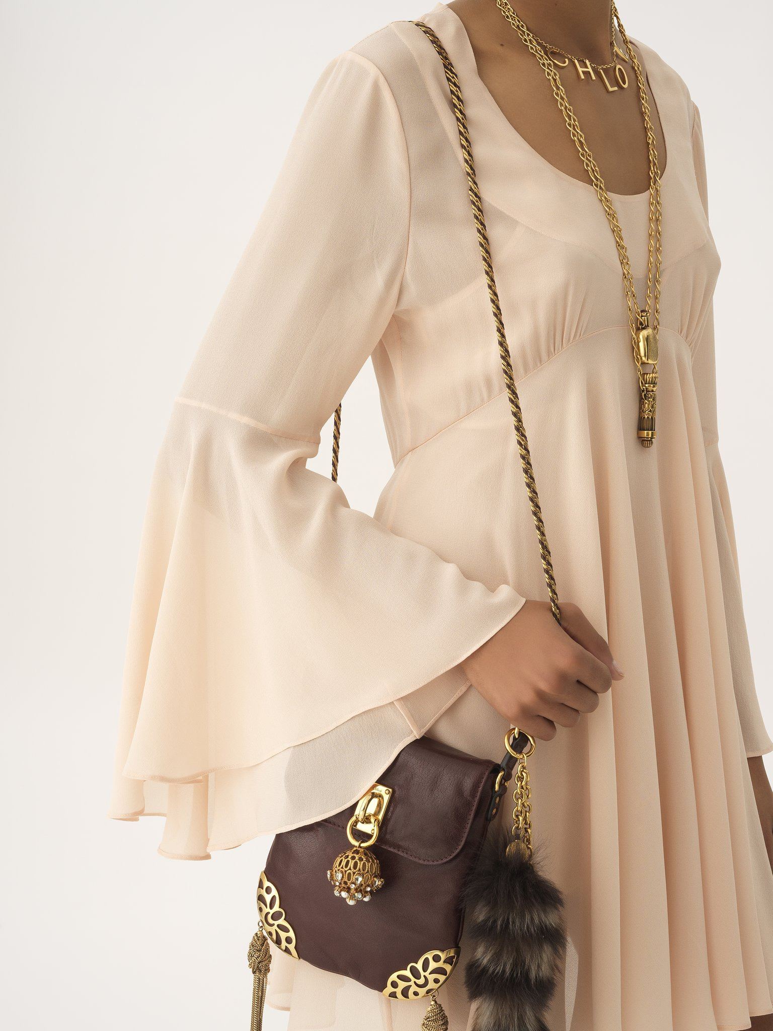 FLARED MINI DRESS IN SILK GEORGETTE - 7