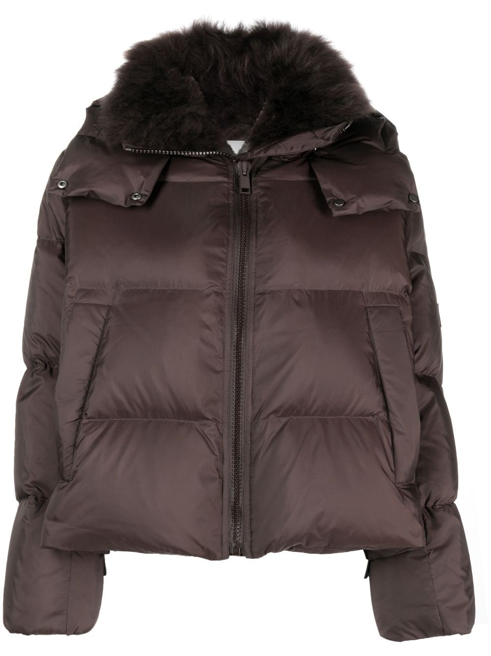 hooded quilted down jacket - 1