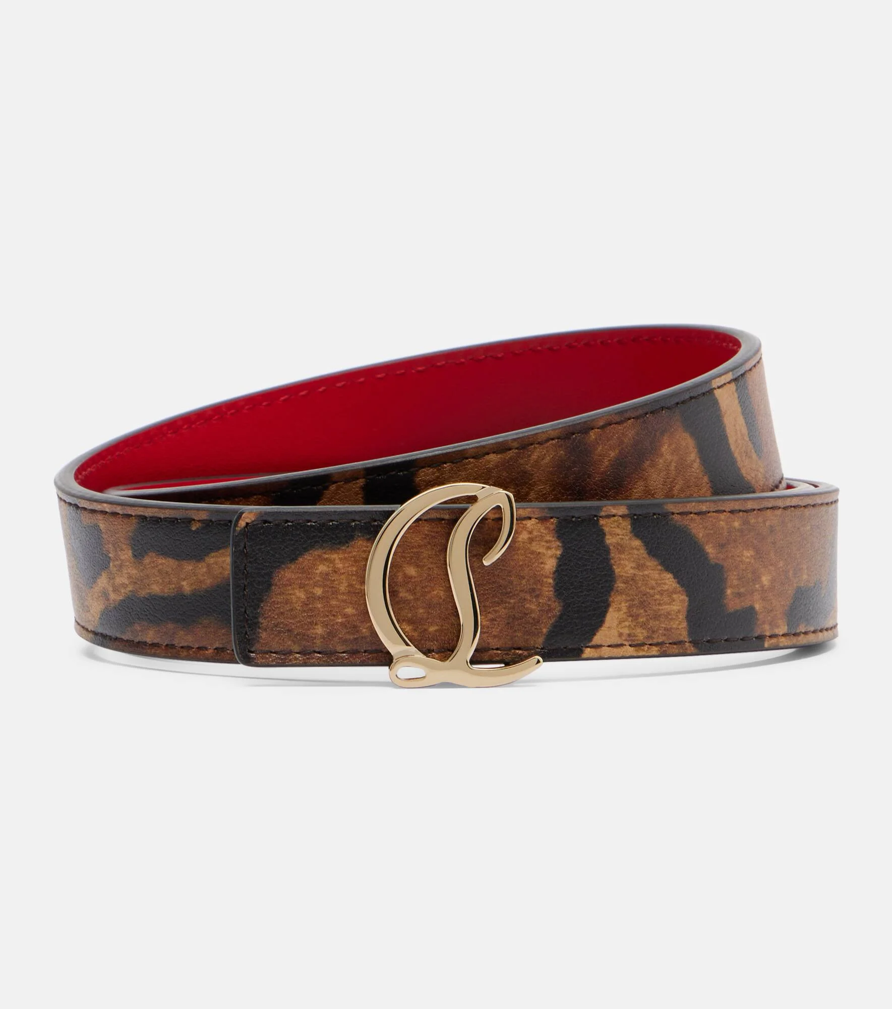 Leopard-print leather belt - 1