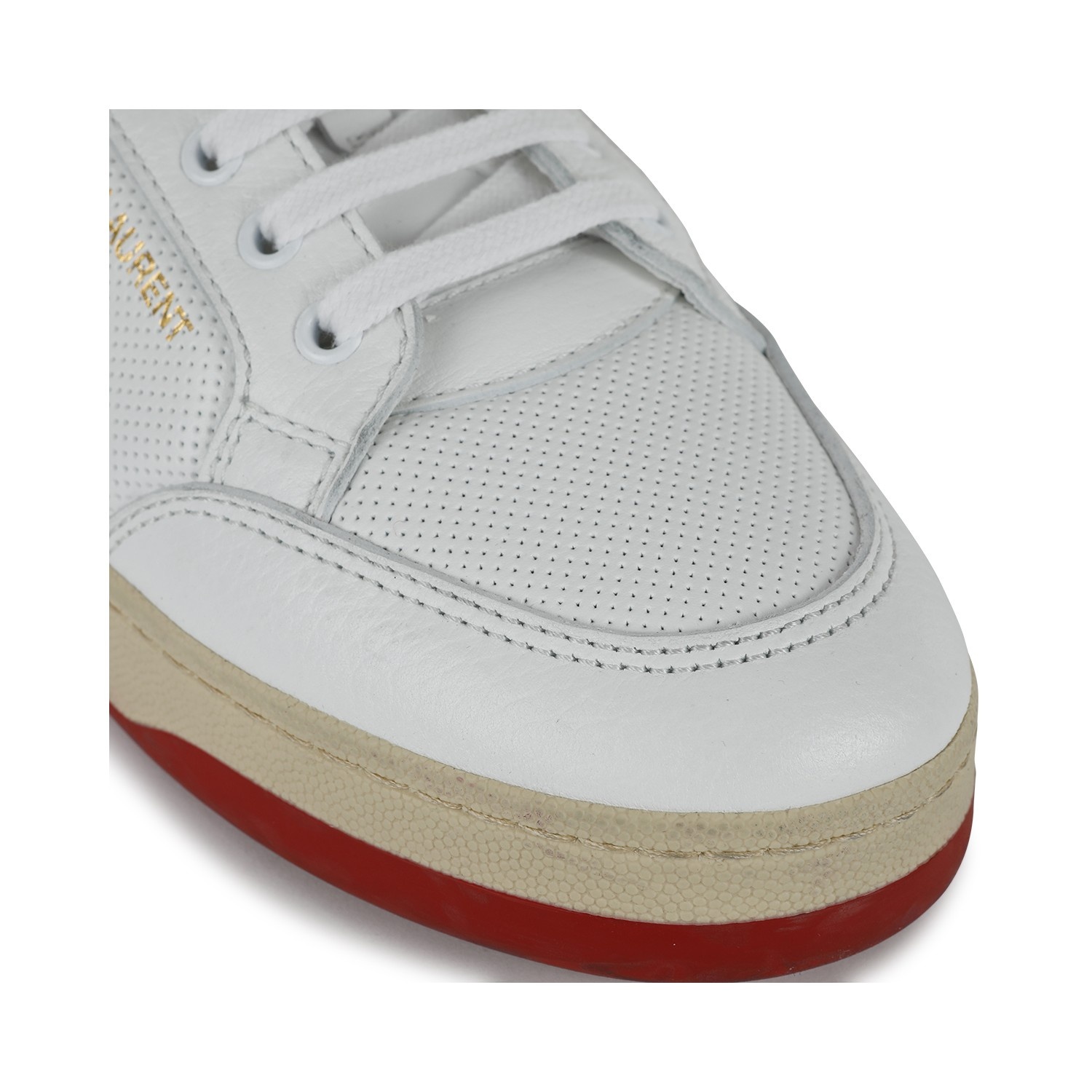 WHITE AND RED LEATHER SL/61 SNEAKERS - 4