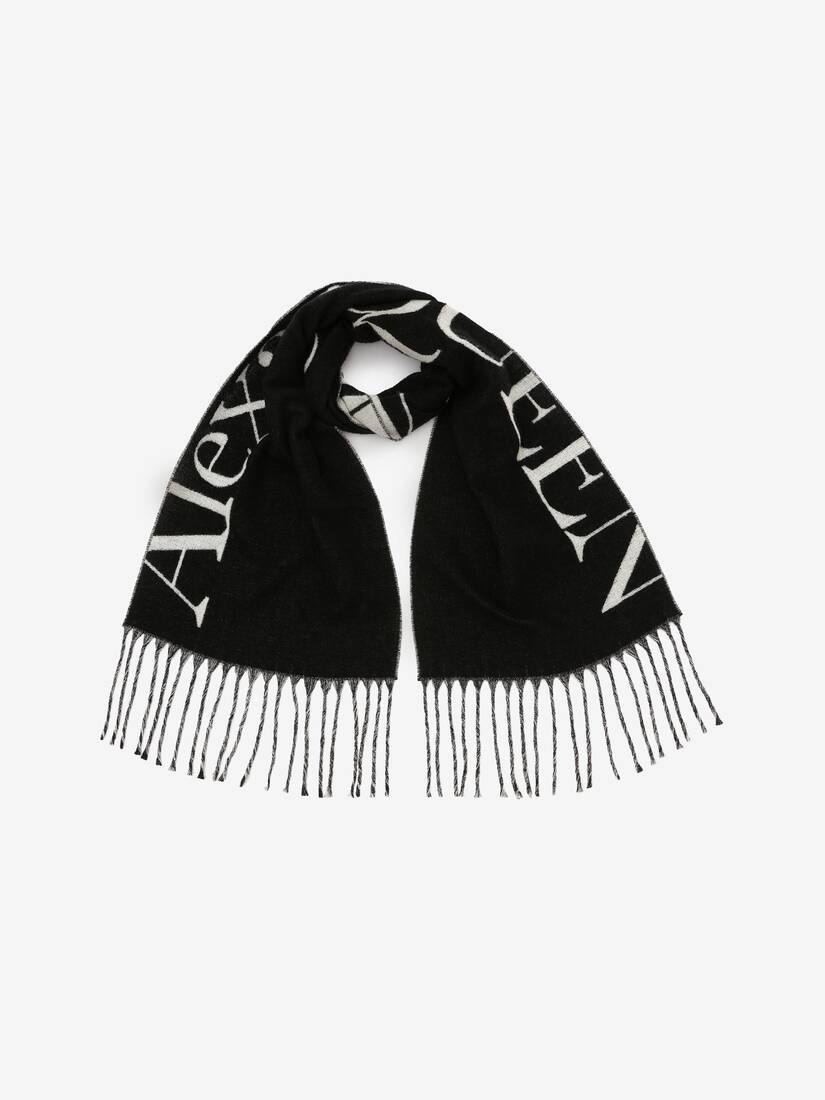 Cosy Giant Alexander Mcqueen Scarf in Black/ivory - 2
